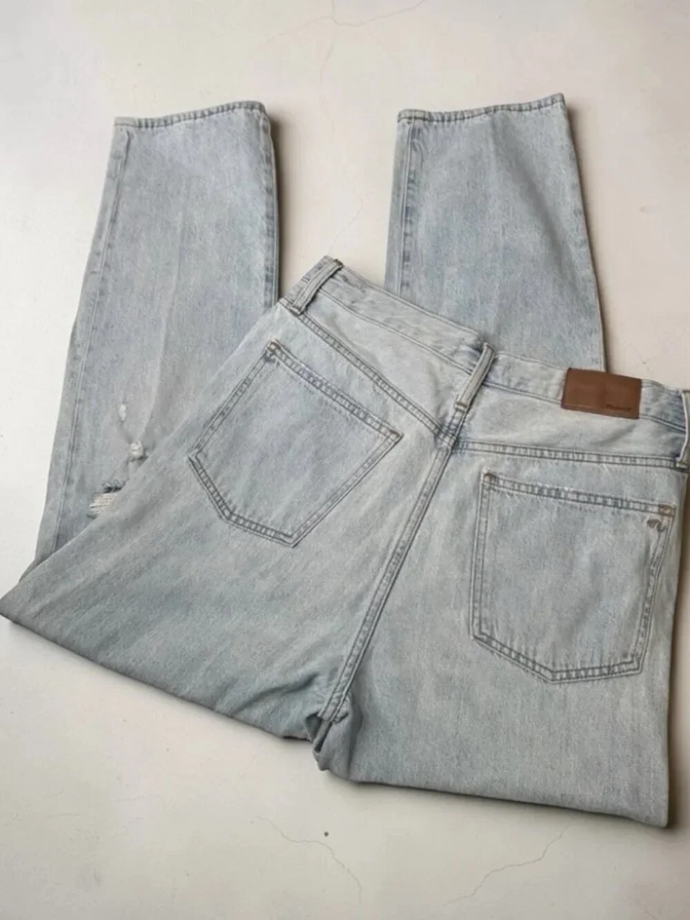 Madewell The Dadjean in light Blue Wash: Ripped Edition Sz 27 - Picture 5 of 10